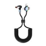 ENKAY 66W Reversible USB to Type-C / 8 Pin / Micro USB Elastic Spring Fast Charging Cable, Length 1.5m(Type A)