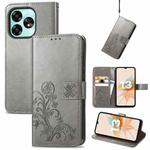 For Umidige A15 Four-leaf Clasp Embossed Buckle Leather Phone Case(Grey)