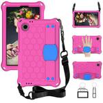 For Alcatel Joy Tab2 2020 / 3T 8.0 Honeycomb EVA Hybrid PC Tablet Case with Strap(Rose Red+Blue)