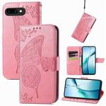 For Google Pixel 9a Butterfly Love Flower Embossed Leather Phone Case(Pink)