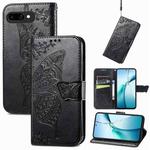 For Google Pixel 9a Butterfly Love Flower Embossed Leather Phone Case(Black)