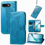 For Google Pixel 9a Butterfly Love Flower Embossed Leather Phone Case(Blue)