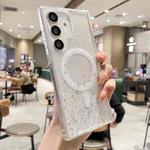 For Samsung Galaxy S25+ 5G MagSafe Glitter Hybrid Clear TPU Phone Case(White)