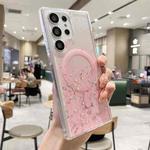For Samsung Galaxy S25 Ultra 5G MagSafe Glitter Hybrid Clear TPU Phone Case(Pink)