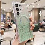 For Samsung Galaxy S25 Ultra 5G MagSafe Glitter Hybrid Clear TPU Phone Case(Green)
