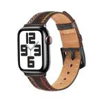 For Apple Watch Series 7 41mm Colorful Sewing Thread Leather Watch Band(Dark Brown)