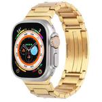 For Apple Watch SE 2023 44mm Stainless Steel H-Shaped Fold Buckle Watch Band(Gold)