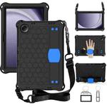 For Samsung Galaxy Tab A9+ 11 X216B Honeycomb EVA Hybrid PC Tablet Case with Strap(Black+Blue)