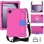 For Samsung Galaxy Tab A9+ 11 X216B Honeycomb EVA Hybrid PC Tablet Case with Strap(Rose Red+Blue)