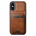 For iPhone X / XS Suteni H02 Leather Wallet Stand Back Phone Case(Brown)