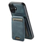 For iPhone 16 Suteni H02 Leather Wallet Stand Back Phone Case(Blue)