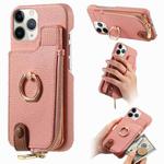 For iPhone 11 Pro Litchi Leather Oil Edge Ring Zipper Wallet Back Phone Case(Pink)