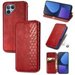 For Fairphone 5 Cubic Grid Pressed Magnetic Leather Phone Case(Red)