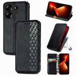 For Tecno Pova 5 4G Cubic Grid Pressed Magnetic Leather Phone Case(Black)