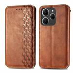 ForTecno Spark 20 Pro Cubic Grid Pressed Magnetic Leather Phone Case(Brown)