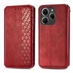 ForTecno Spark 20 Pro Cubic Grid Pressed Magnetic Leather Phone Case(Red)