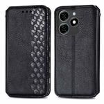 For Tecno Spark 20 4G Cubic Grid Pressed Magnetic Leather Phone Case(Black)