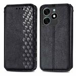 For Tecno Spark 20C 4G Cubic Grid Pressed Magnetic Leather Phone Case(Black)