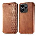 For Tecno Spark 20C 4G Cubic Grid Pressed Magnetic Leather Phone Case(Brown)