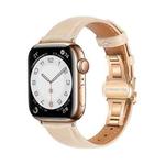 For Apple Watch Series 5 40mm Plain Leather Butterfly Buckle Watch Band(Apricot+Rose Gold)