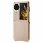For OPPO Find N3 Flip Litchi Leather Electroplating Shockproof Phone Case(Khaki)