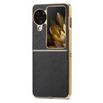 For OPPO Find N3 Flip Litchi Leather Electroplating Shockproof Phone Case(Black)