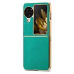For OPPO Find N3 Flip Litchi Leather Electroplating Shockproof Phone Case(Green)