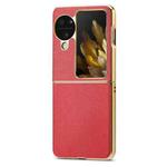 For OPPO Find N3 Flip Litchi Leather Electroplating Shockproof Phone Case(Red)