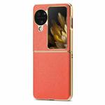 For OPPO Find N3 Flip Litchi Leather Electroplating Shockproof Phone Case(Orange)