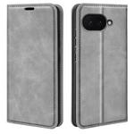 For Google Pixel 9a Retro-skin Magnetic Suction Leather Phone Case(Grey)