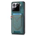 For Xiaomi 15 Denim Texture Leather Skin Phone Case with Card Slot(Green)
