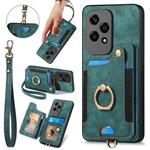 For Honor 200 Lite Global Retro Skin-feel Ring Multi-card RFID Wallet Phone Case(Green)