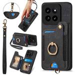 For Xiaomi 14 Pro Retro Skin-feel Ring Multi-card RFID Wallet Phone Case(Black)