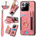 For Xiaomi 15 Retro Skin-feel Ring Multi-card RFID Wallet Phone Case(Pink)