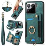 For Xiaomi 15 Retro Skin-feel Ring Multi-card RFID Wallet Phone Case(Green)