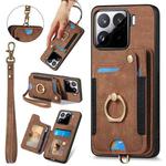 For Xiaomi 15 Retro Skin-feel Ring Multi-card RFID Wallet Phone Case(Brown)
