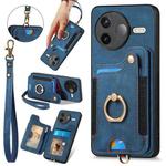 For Redmi K80 / Poco F7 Pro Retro Skin-feel Ring Multi-card RFID Wallet Phone Case(Blue)