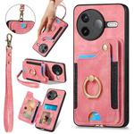 For Redmi K80 Pro / Poco F7 Ultra Retro Skin-feel Ring Multi-card RFID Wallet Phone Case(Pink)