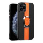 For iPhone 11 Pro Magnetic Litchi Leather Back Phone Case with Holder(Orange)