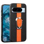 For Google Pixel 6 Pro Magnetic Litchi Leather Back Phone Case with Holder(Orange)
