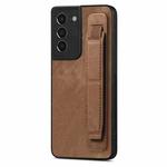 For Samsung Galaxy S21+ 5G Retro Wristband Holder Leather Back Phone Case(Brown)