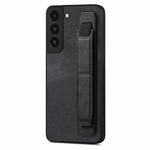 For Samsung Galaxy S22 5G Retro Wristband Holder Leather Back Phone Case(Black)