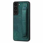 For Samsung Galaxy S22+ 5G Retro Wristband Holder Leather Back Phone Case(Green)