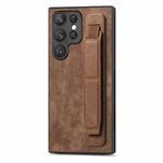 For Samsung Galaxy S22 Ultra 5G Retro Wristband Holder Leather Back Phone Case(Brown)