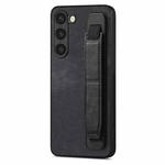 For Samsung Galaxy S23 5G Retro Wristband Holder Leather Back Phone Case(Black)