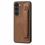 For Samsung Galaxy S23 5G Retro Wristband Holder Leather Back Phone Case(Brown)