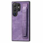 For Samsung Galaxy S24 Ultra 5G Retro Wristband Holder Leather Back Phone Case(Purple)