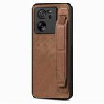 For Xiaomi 13T / 13T Pro Retro Wristband Holder Leather Back Phone Case(Brown)