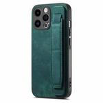 For iPhone 15 Plus Retro Wristband Holder Leather Back Phone Case(Green)