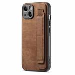 For iPhone 14 Plus Retro Wristband Holder Leather Back Phone Case(Brown)